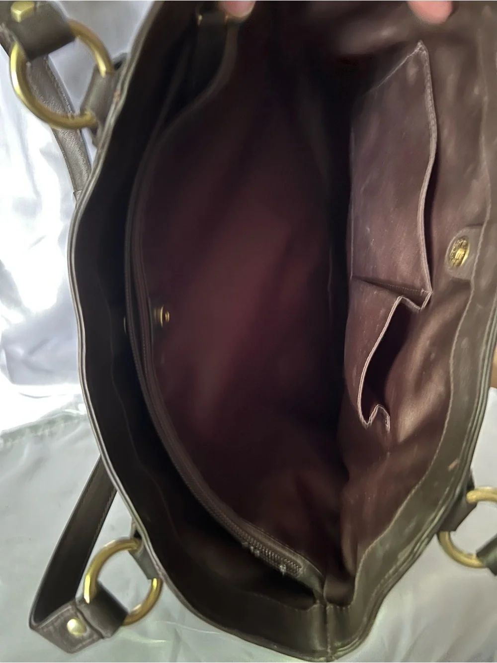 Coach Brown Leather Shoulder Bag with Gold Buckle